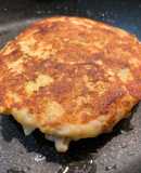 たこ焼き粉で七草粥のリメイクお好み焼き