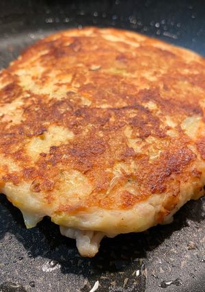 たこ焼き粉で七草粥のリメイクお好み焼き-レシピのメイン写真