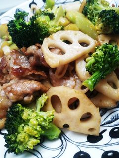 簡単♪れんこんとブロッコリーの豚肉炒め-レシピのメイン写真