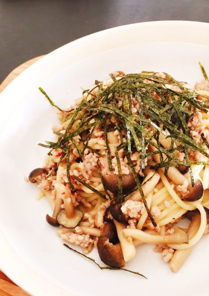 ひき肉としめじの和風ペペロンチーノ-レシピのメイン写真