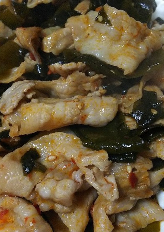 わかめと豚肉の豆板醤炒め-レシピのメイン写真