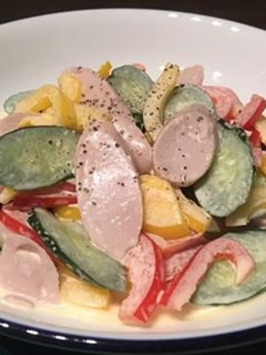 パプリカ・胡瓜と魚肉ソーセージのサラダ-レシピのメイン写真