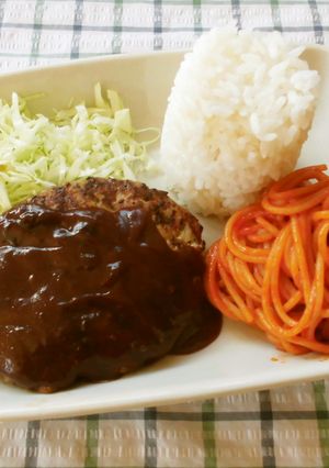 銀座はと屋のハンバーグナポリタンセット♪-レシピのメイン写真