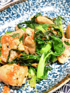 塩麹鶏とのらぼう菜(青菜)の炒めもの-レシピのメイン写真
