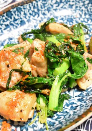 塩麹鶏とのらぼう菜(青菜)の炒めもの-レシピのメイン写真