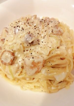 キノコと鶏肉のカルボナーラ-レシピのメイン写真
