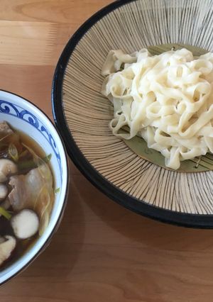豚バラつけ汁ざるうどん(パスタマシーン)-レシピのメイン写真