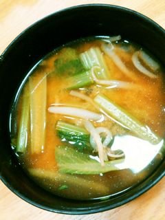 速攻完成!小松菜ともやしのお味噌汁-レシピのメイン写真