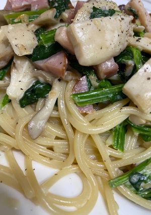 ほうれん草ときのこのクリームパスタ-レシピのメイン写真