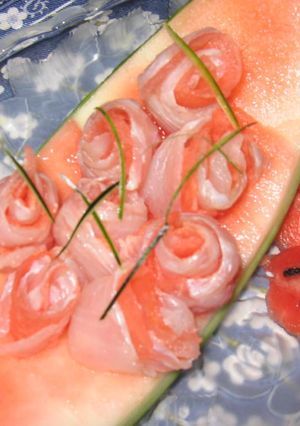 スイカと鯛のカルパッチョ～バラ仕立て～-レシピのメイン写真