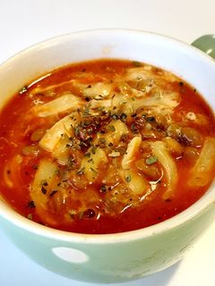 マグご飯 トマトスープ+納豆+チーズ-レシピのメイン写真