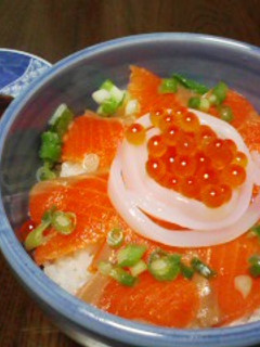 鮭の親子(サーモンといくら)☆北海丼-レシピのメイン写真