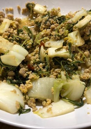 ミンチ肉と白菜と葉物の漬物炒め-レシピのメイン写真