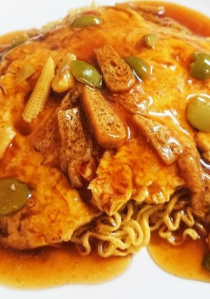 インスタントラーメンでかに玉かた焼きそば-レシピのメイン写真