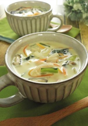 【野菜スープの素】で豆乳野菜スープ-レシピのメイン写真