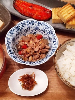 夕飯(1/13) 豚肉と水煮大豆の五目煮-レシピのメイン写真