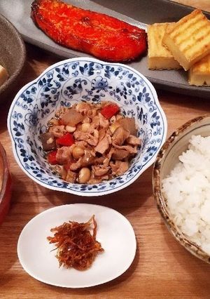 夕飯(1/13) 豚肉と水煮大豆の五目煮-レシピのメイン写真