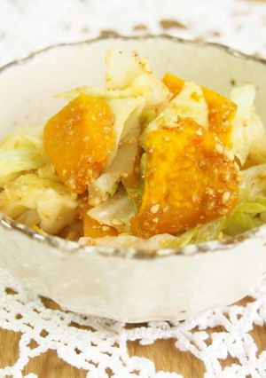 かぼちゃ・キャベツのごまあえ♪-レシピのメイン写真
