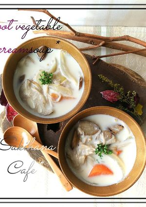 ⁂マクロビ⁑根菜ときのこの豆乳スープ⁂-レシピのメイン写真