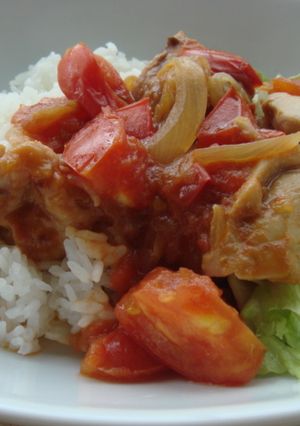 鶏とトマトの赤味噌煮込み-レシピのメイン写真