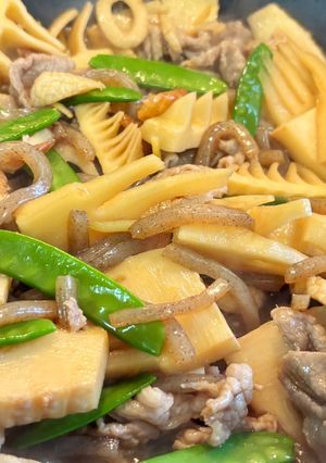旬のたけのこと豚肉の甘辛炒め-レシピのメイン写真