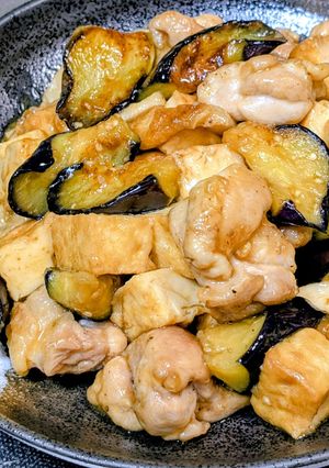 今日の夕飯！厚揚げとナスと鶏肉の甘酢炒め-レシピのメイン写真
