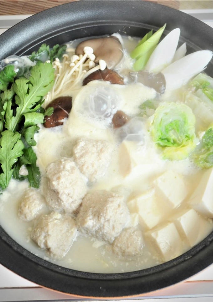 しゃきしゃき蓮根つくねの豆乳鍋♪-レシピのメイン写真