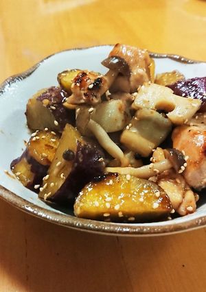 鶏ももとさつま芋レンコンの炒め煮-レシピのメイン写真