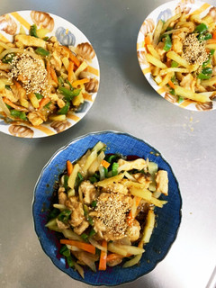 レンジで胸肉タンドリーチキン味青椒肉絲風-レシピのメイン写真