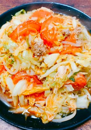 甘酸っぱい旨味〜トマトキムチ炒め〜-レシピのメイン写真