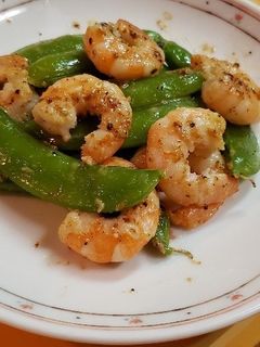 エビとスナップえんどうのマヨ胡椒炒め-レシピのメイン写真
