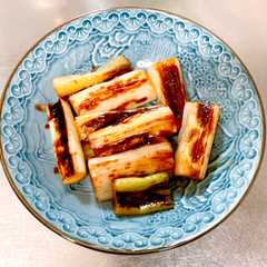 รูปของ 割下を絡めるねぎの照り焼き