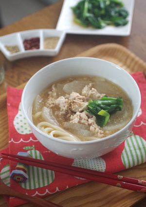 鶏ひき肉と大根のあんかけうどん-レシピのメイン写真