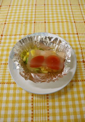 枝豆エビトマトの寒天寄せ-レシピのメイン写真