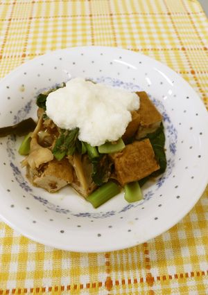 厚揚げとキノコ煮とろろかけ-レシピのメイン写真
