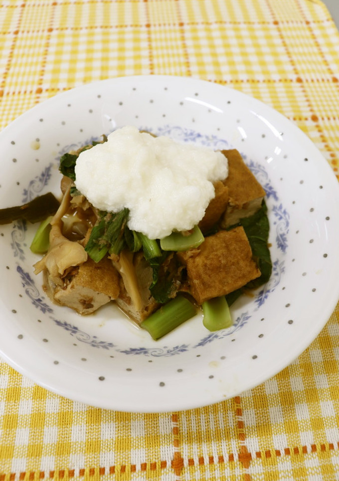 厚揚げとキノコ煮とろろかけ-レシピのメイン写真