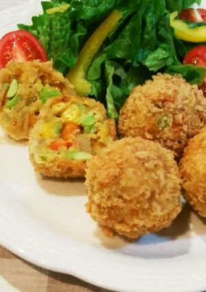 大豆・ひよこ豆・枝豆のミックスコロッケ-レシピのメイン写真