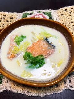 鮭と白菜の豆乳スープ♪-レシピのメイン写真