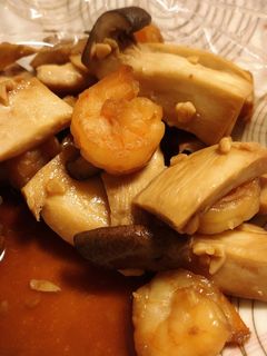 エビときのこのニンニク醤油炒め♡-レシピのメイン写真