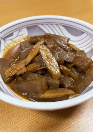 簡単!コンニャクとごぼうのゆず味噌煮!-レシピのメイン写真