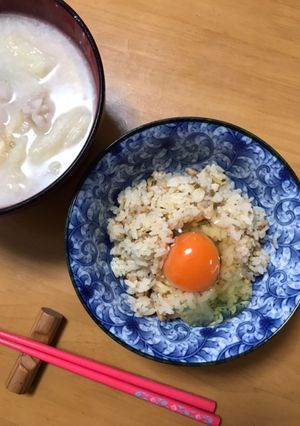 残り物炊き込みご飯で卵かけご飯!!-レシピのメイン写真