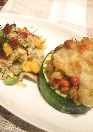 ズッキーニの玄米カレースタッフィング-レシピのメイン写真