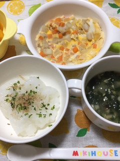 9ヶ月☆ごはん 卵とじ 味噌汁-レシピのメイン写真