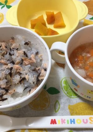 9ヶ月☆鮭ごはん 和風スープ-レシピのメイン写真