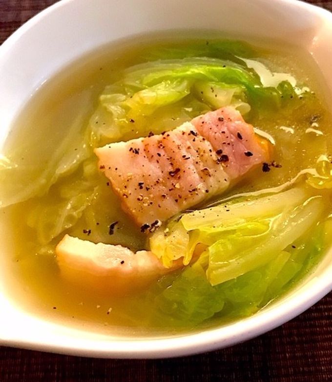 白菜とベーコンのコンソメスープ by tricotraye 【クックパッド】 簡単