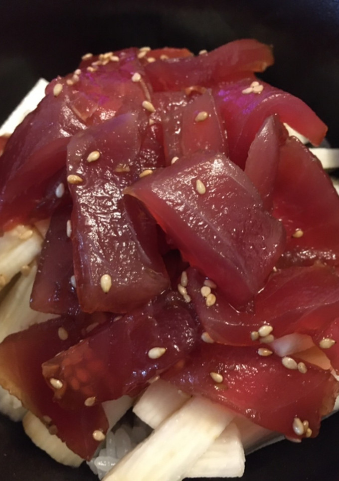男の３０分料理：まぐろと長芋のポキ丼風-レシピのメイン写真
