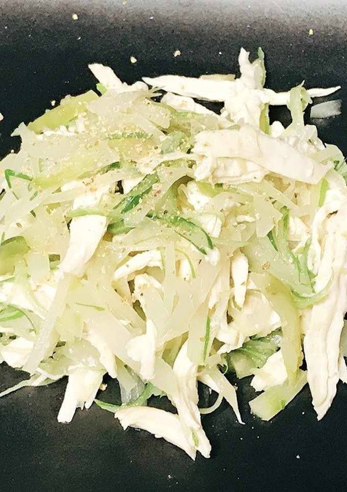 茹で鶏と浅漬けザーサイ、ねぎの和え物　-レシピのメイン写真