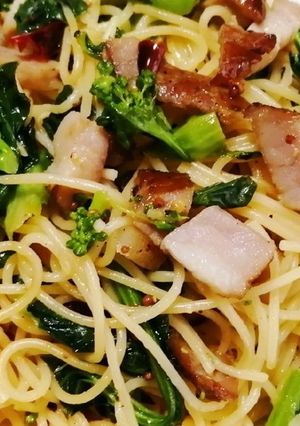 マヨでこくうま♪菜の花とベーコンのパスタ-レシピのメイン写真