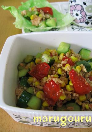 キュート❤夏野菜バタぽん炒め❤レタスのせ-レシピのメイン写真
