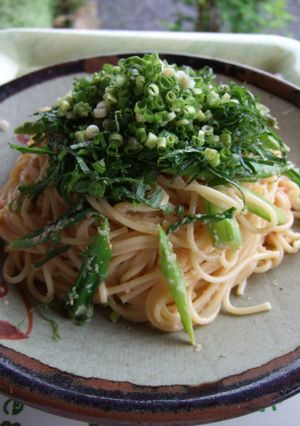 アスパラ入り、明太子スパゲティー♫-レシピのメイン写真